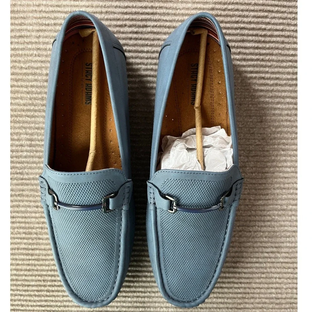 Stacy Adams Colton Navy Marine Blue Bit Driving Loafers Mens 12 M Preppy